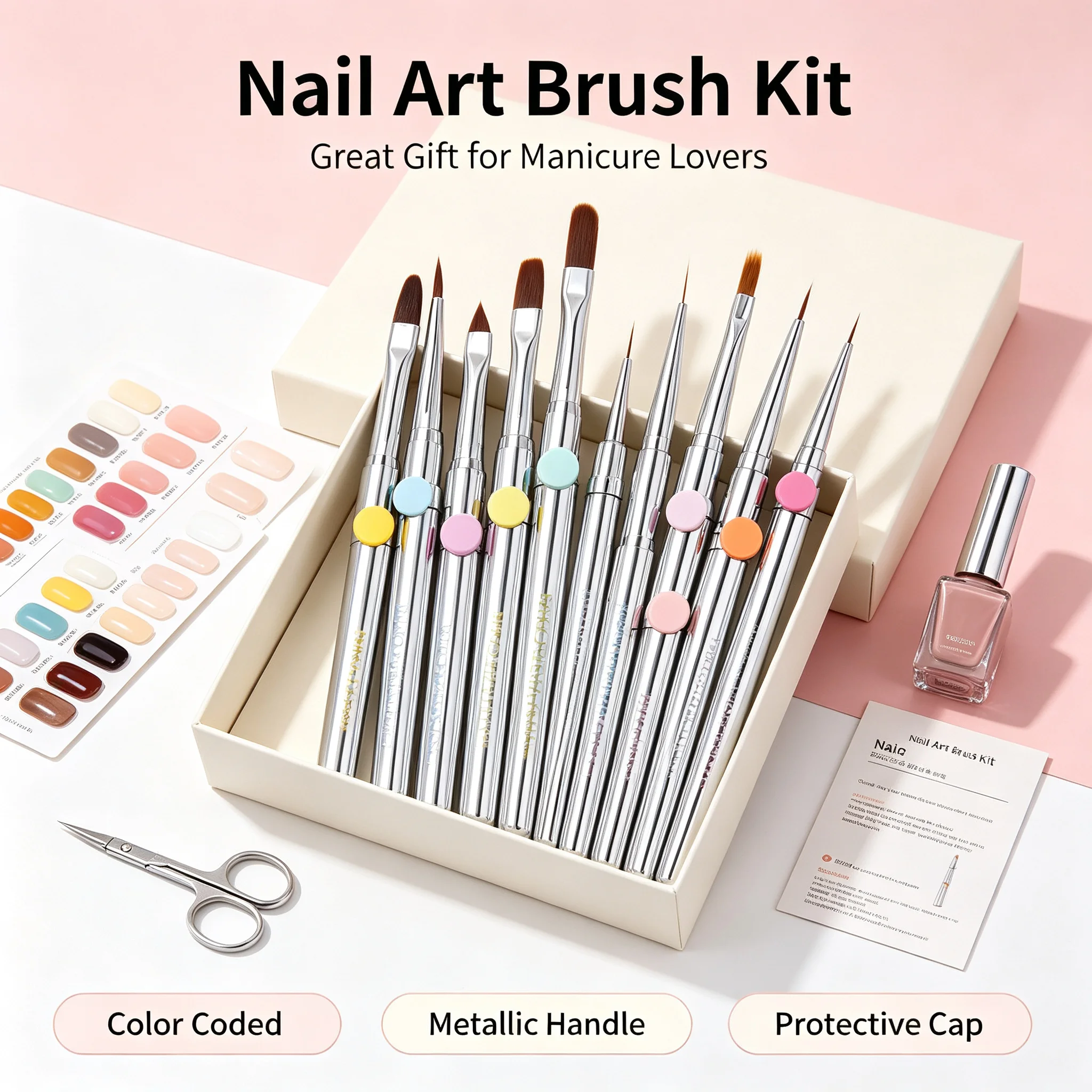 Professional Magic Nail Brushes Set Round Square UV Gel Liner Brush Gradient Flower Drawing Nail Art Manicure Tools Nail Art