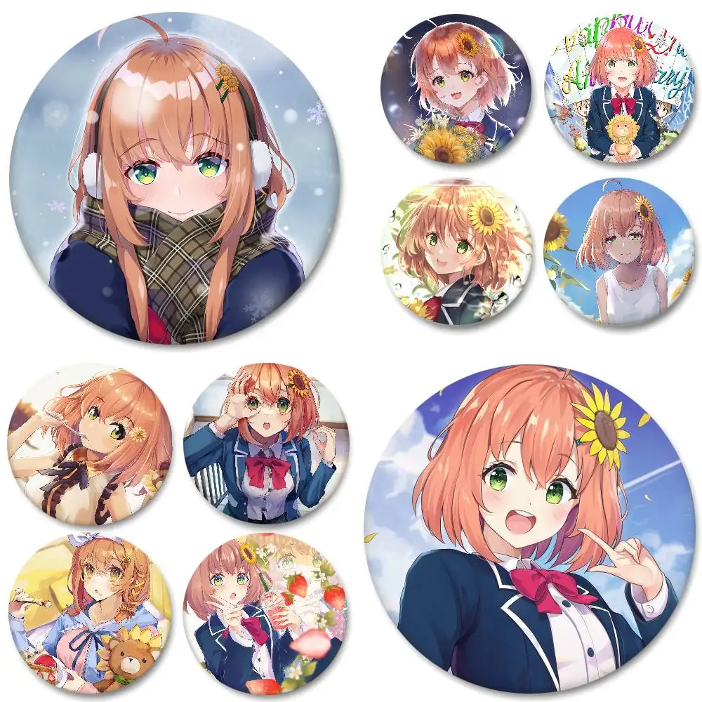 Anime Virtual Idol Honma Himawari Round Badge Lapel Pin Backpack Clothing Jewelry Accessories Gift Brooch