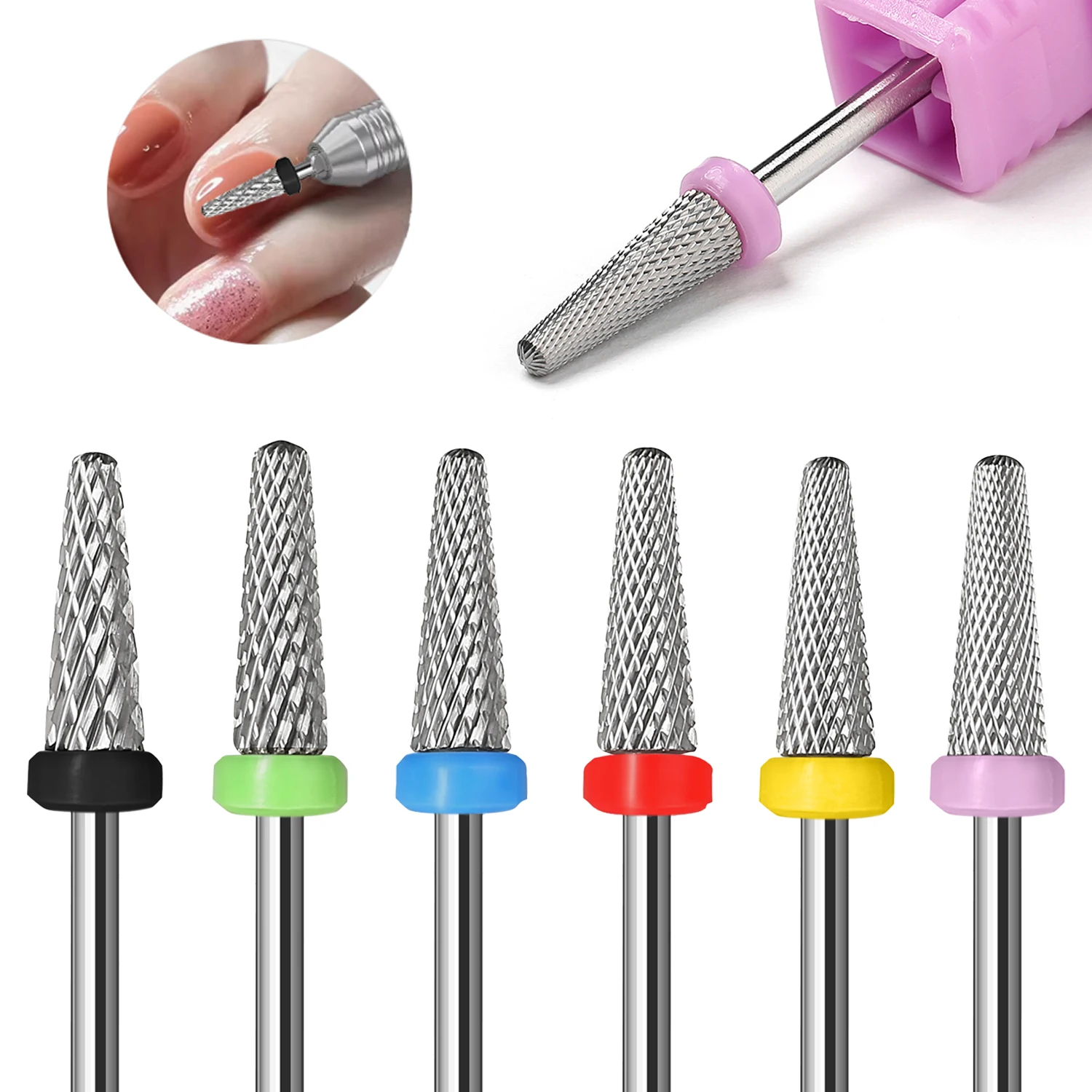 Sharp Conical Bits (Cross Cut) 3/32 Carbide Nail Drill Bit Manicure Burrs for Pierce Hole Nail Art Equipment Accessory