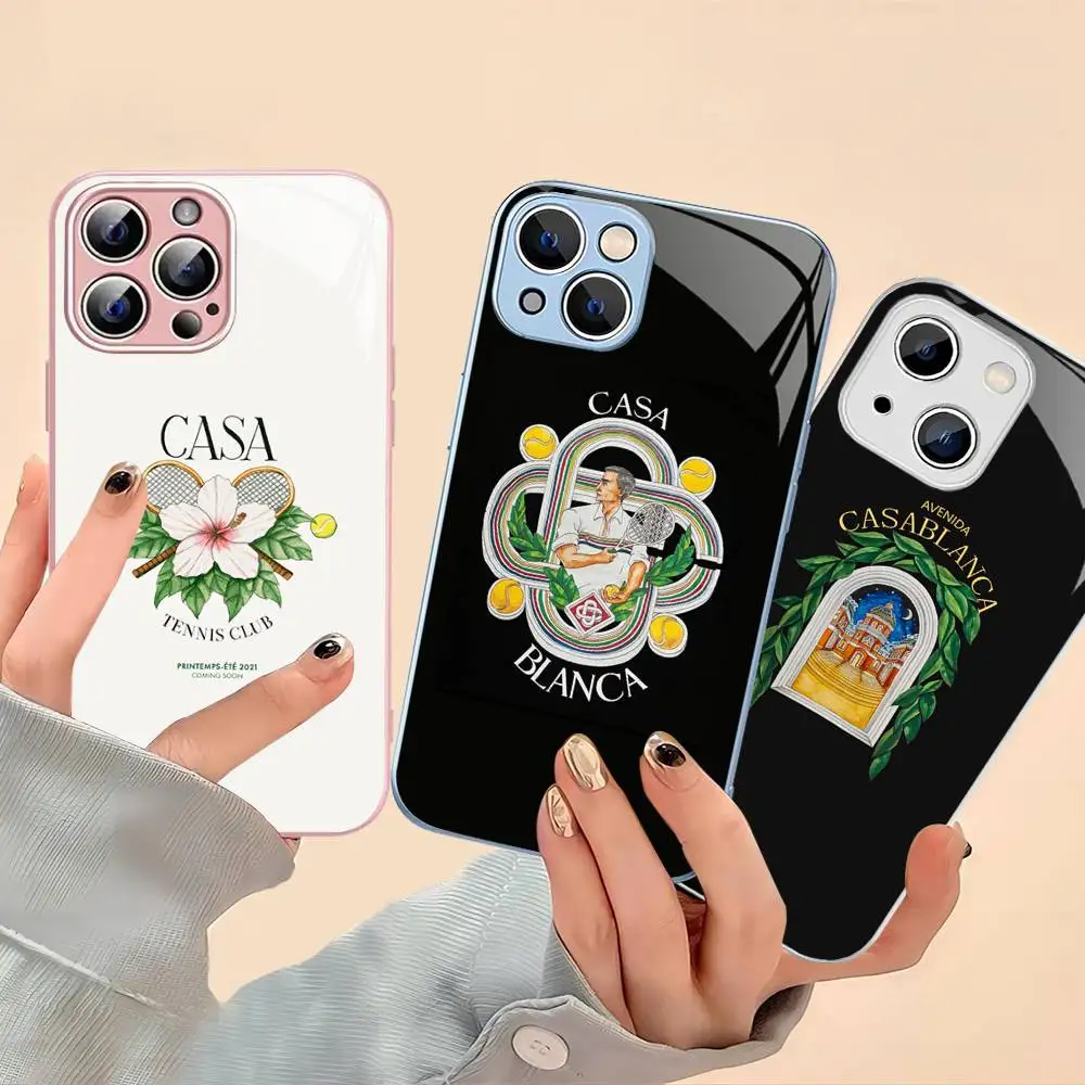 

Hot C-Casablanca For IPhone 14 13 12 Mini 11 Pro XS Max X XR 14 Plus Tempered Glass Cover
