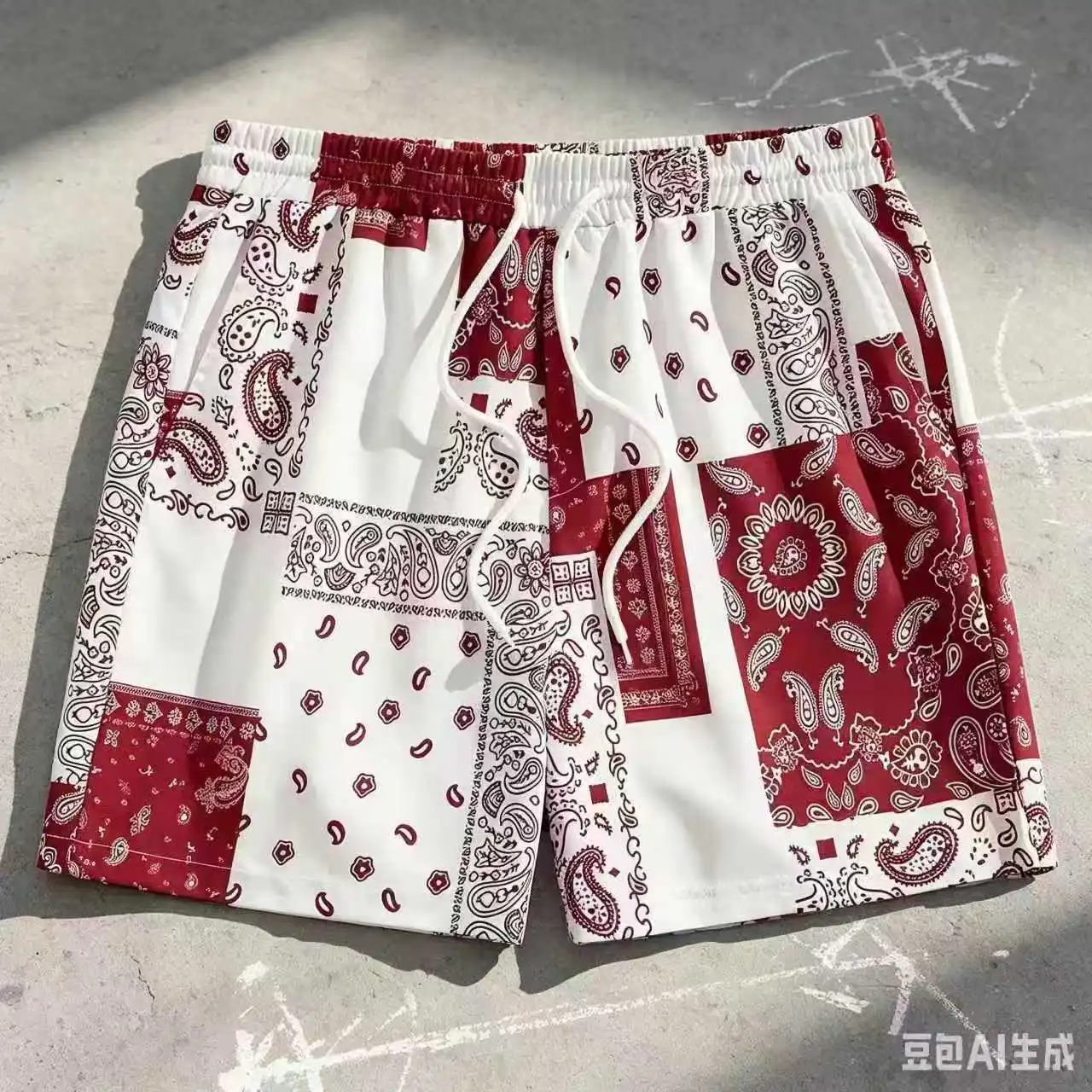 

New 2026 Bandana Paisley Patchwork Casual Shorts Men's Quick Drying Shorts Are Suitable for Daily An Y2K