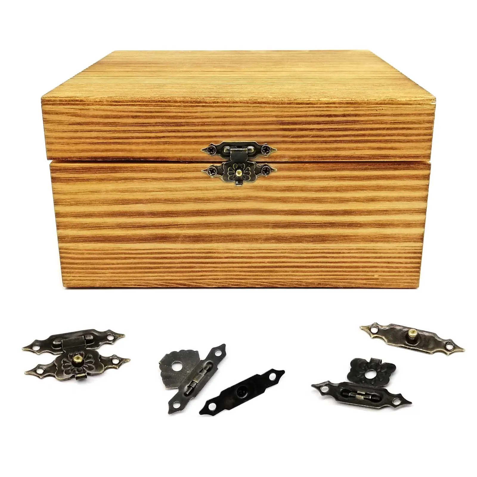 12 Stück kleine kleine antike Messing Vintage Bronze dekorative Schmucktruhe Geschenk Weinkiste Holzkiste Haspe Riegel Knebelverschluss DIY – Detail 14