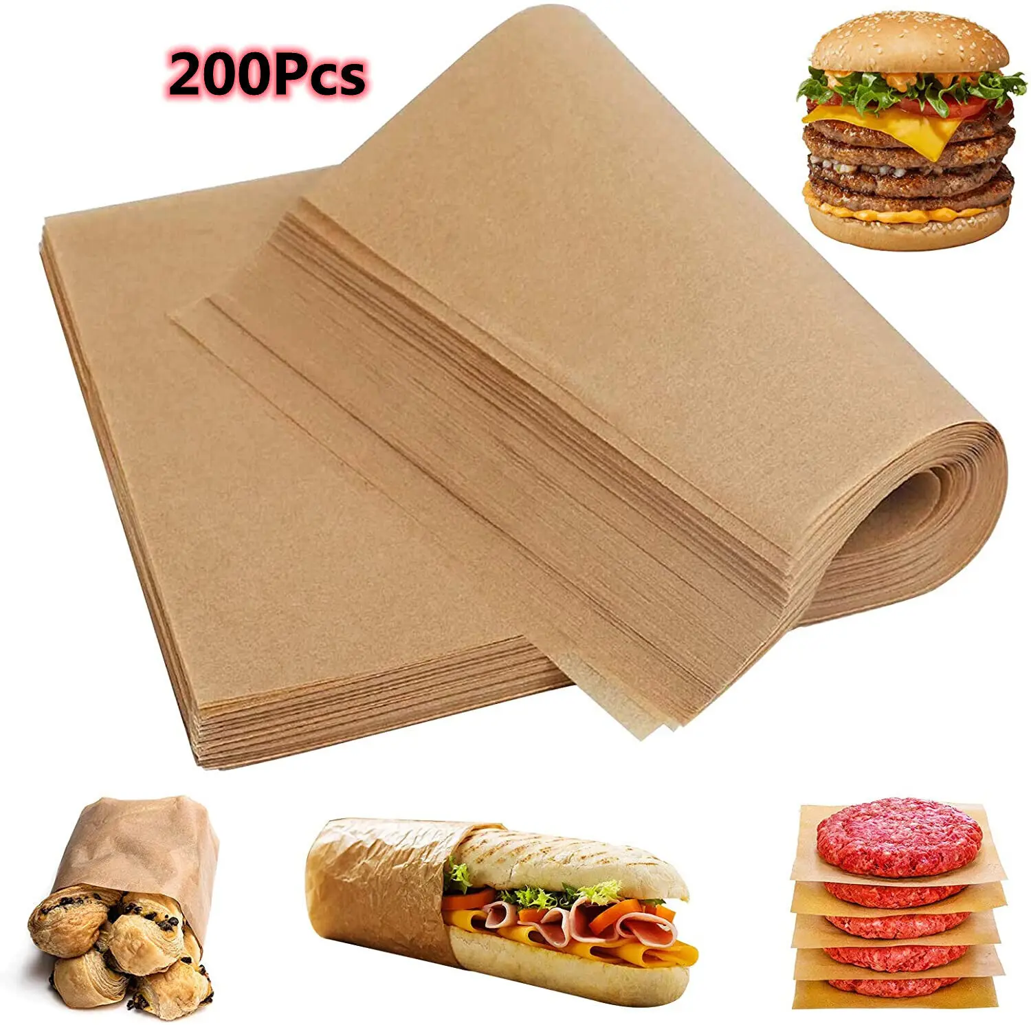 HTVRONT 200 Pack Precut Parchment Paper Baking Sheets 9''x13'' Non-Stick Cooking Paper