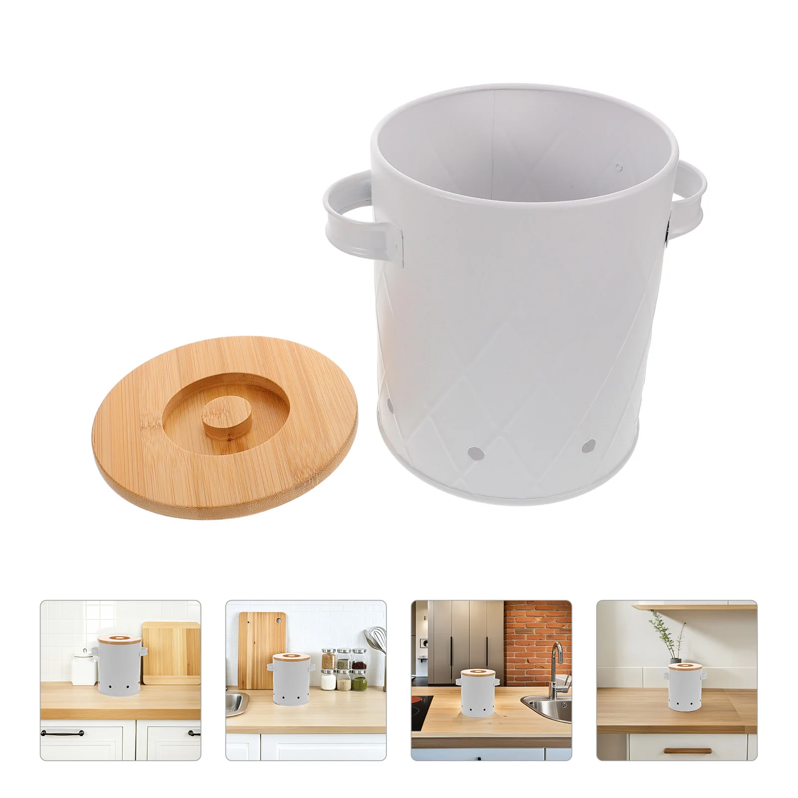 

Vegetable Storage Bin Multifunctional Kitchen Organizer For Potatoes Onions Garlic Breathable Container With Bamboo Lid