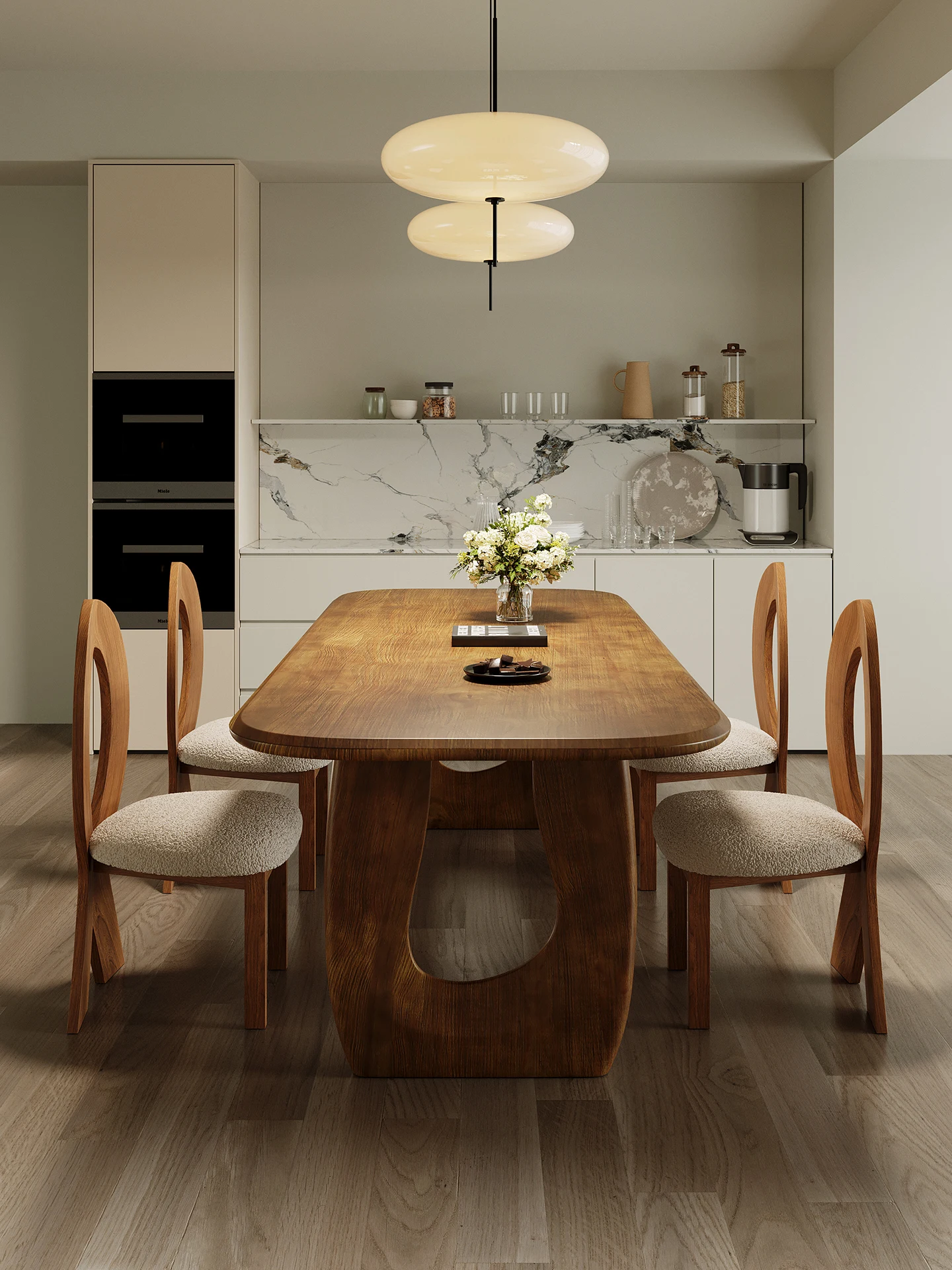 جميع طاولات الطعام الإبداعية المصنوعة من الخشب الصلب وكرسي مجموعة منضدة تناول الطعام المنزلية وكتاب الوجبات وطاولة طويلة بيضاوية متكاملة #2