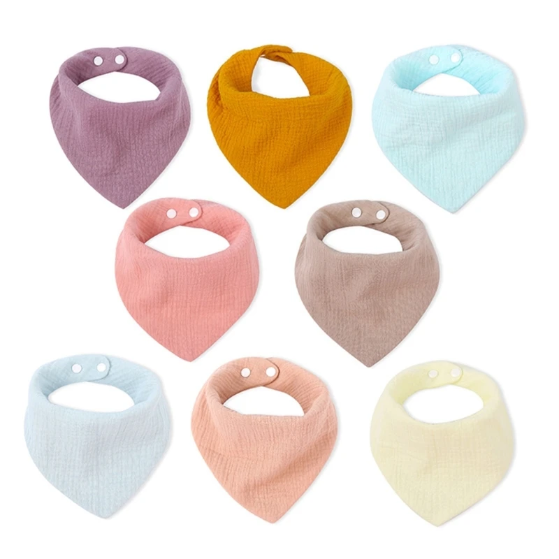 F1CB Solid Color Burp Cloth Button Feeding Bibs for Toddler 0-12M Baby Supplies