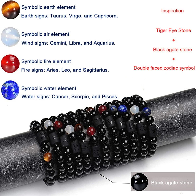 12 Constellation Bracelet Homme Zodiac Bangles Creative Elastic Beaded Bracelet For Women Men Friendship Couple Jewelry Gifts