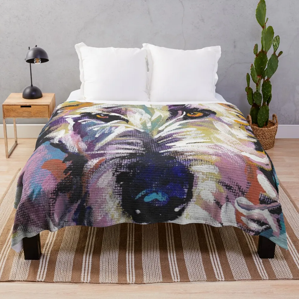 

Irish Wolfhound Dog Bright colorful pop dog art Throw Blanket Fluffy Shaggy Summer Blankets