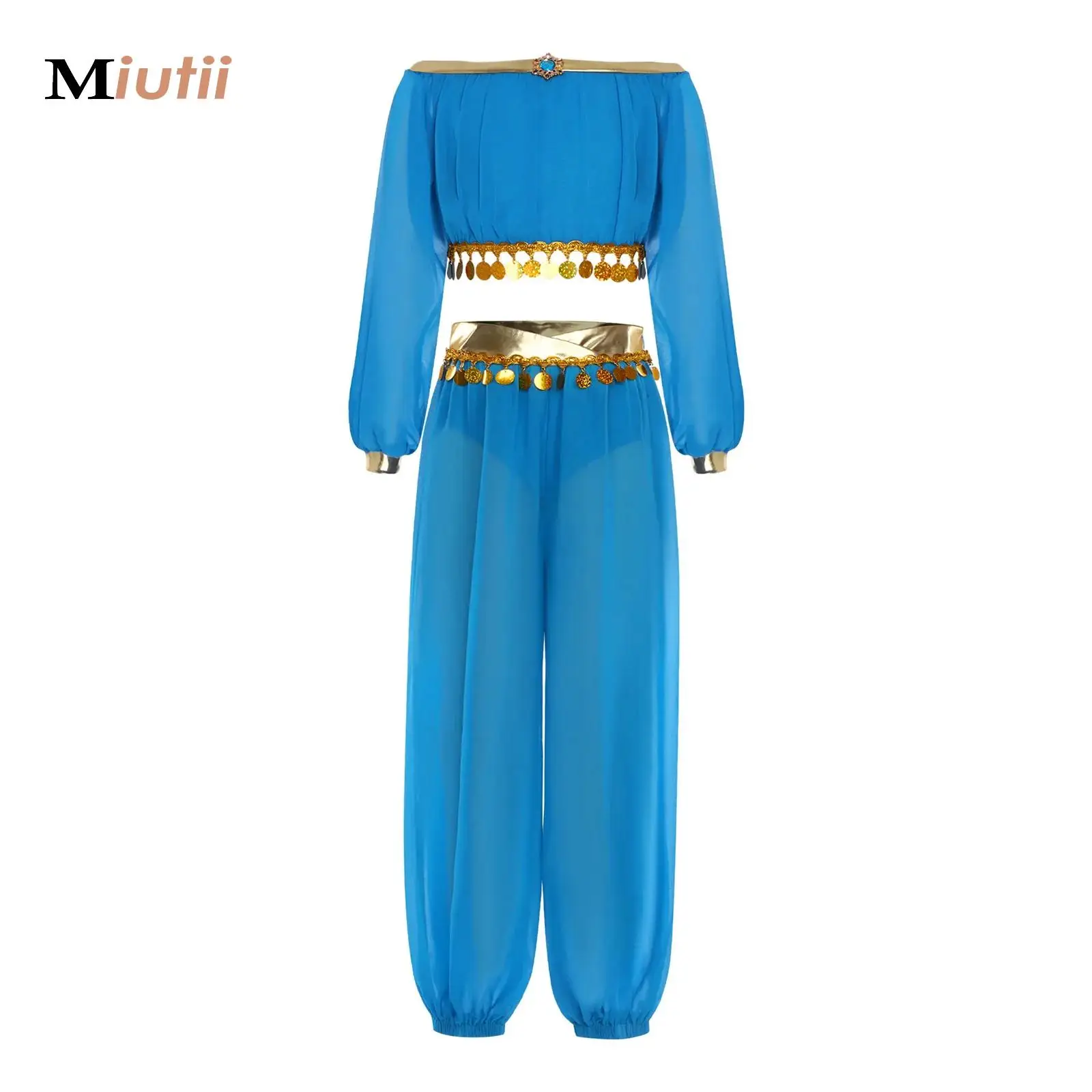 

Halloween Festival Arabian Cosplay Princess Costume Belly Dance Indian Bellydance Bollywood Top Pants Club Party Fringe Costume