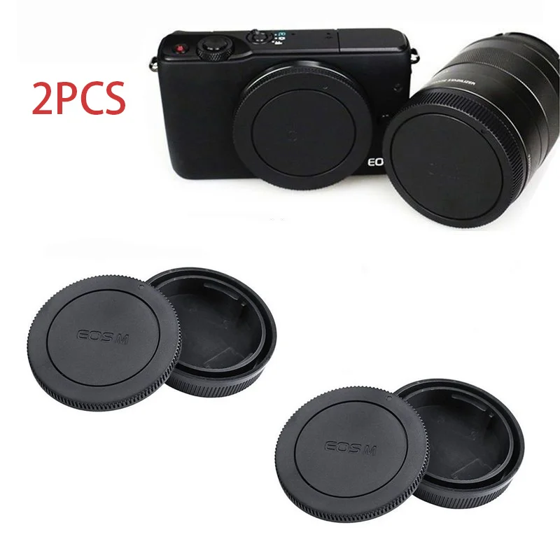 Camera Front Body Cap + Rear Lens Cap for Canon EOS M EOSM M2 M3 M5 M6 Mark II M10 M50 M100 M200 and EF-M Lenses