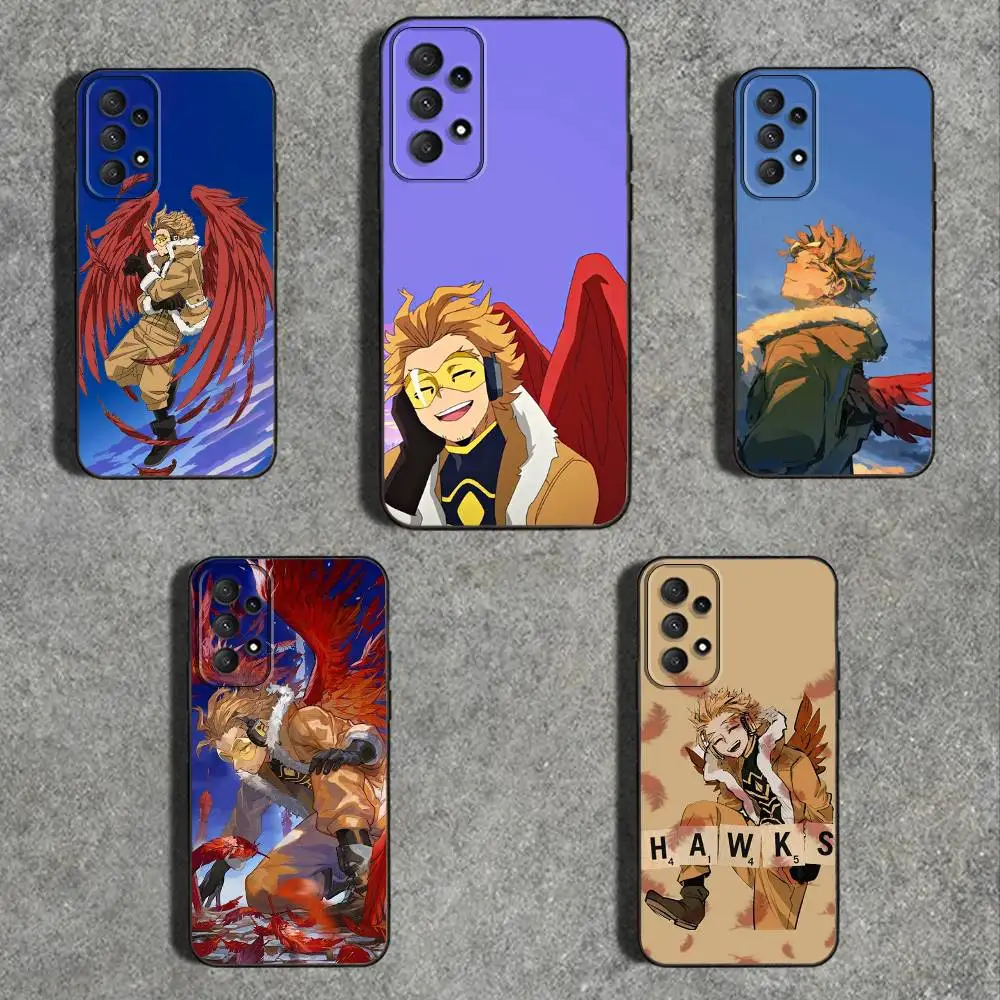 

Hawks B-BNHA MHA-es Phone Case For Samsung Galaxy A73,31,32,72,41,53,52,71,22,5G,Note,J7,8,9 Soft Black Cover