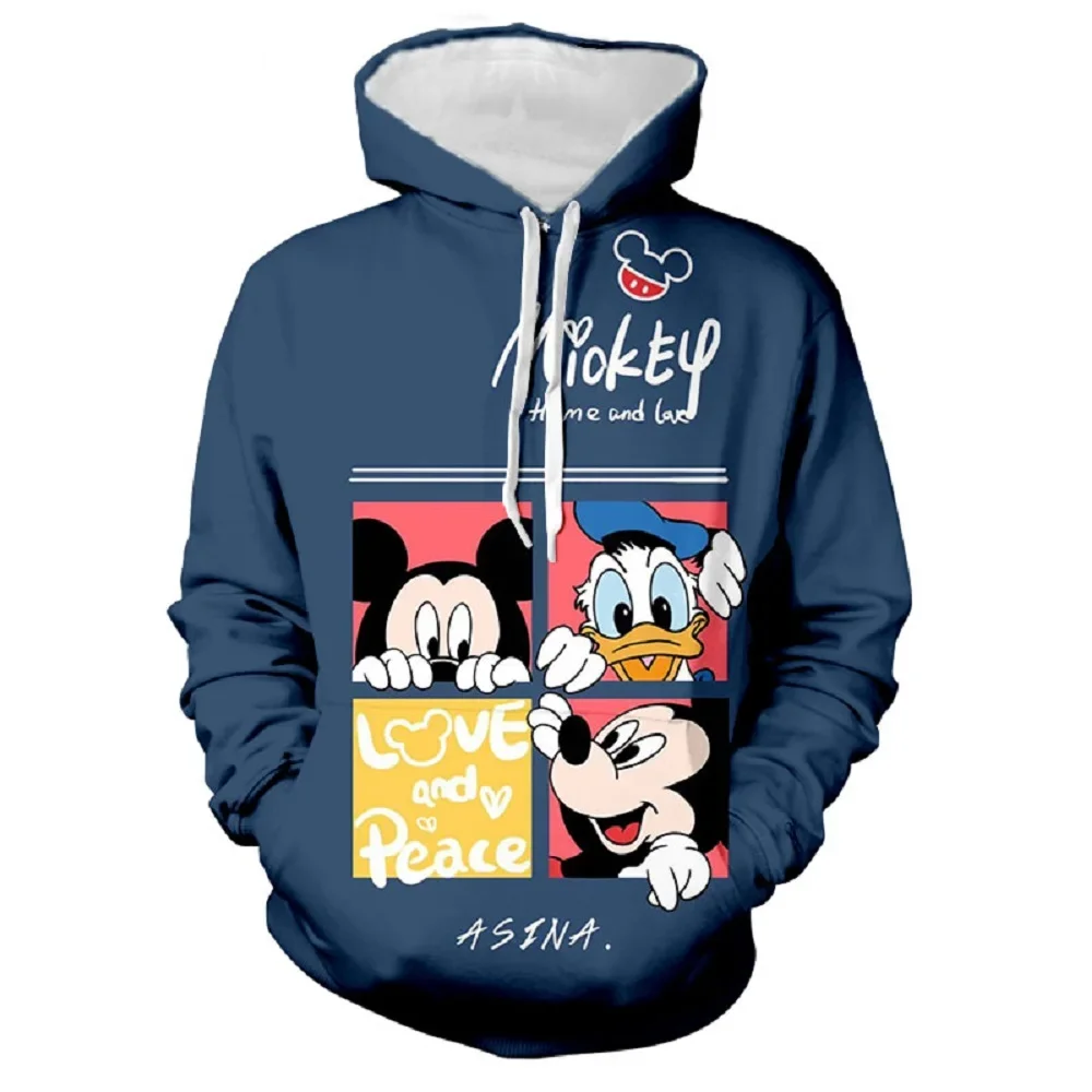 MINISO Boys Girls Hoodies Mickey Mouse Men's Hoodies New 3D Printed Pullovers Oversized Men's Hoodies Fashion Men's Clothing