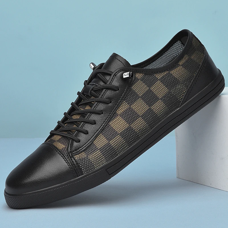 Büyük boy 38-47 erkekler için ayakkabı moda damalı rahat ayakkabılar nefes rahat spor salonu ayakkabısı erkekler uygun yürüyüş Sneakers