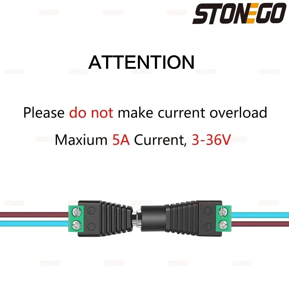 Male and Female Welding-Free DC Plug 5.5*2.1mm Welding-Free DC Female Head Green Terminal Monitoring Power Plug Push-But