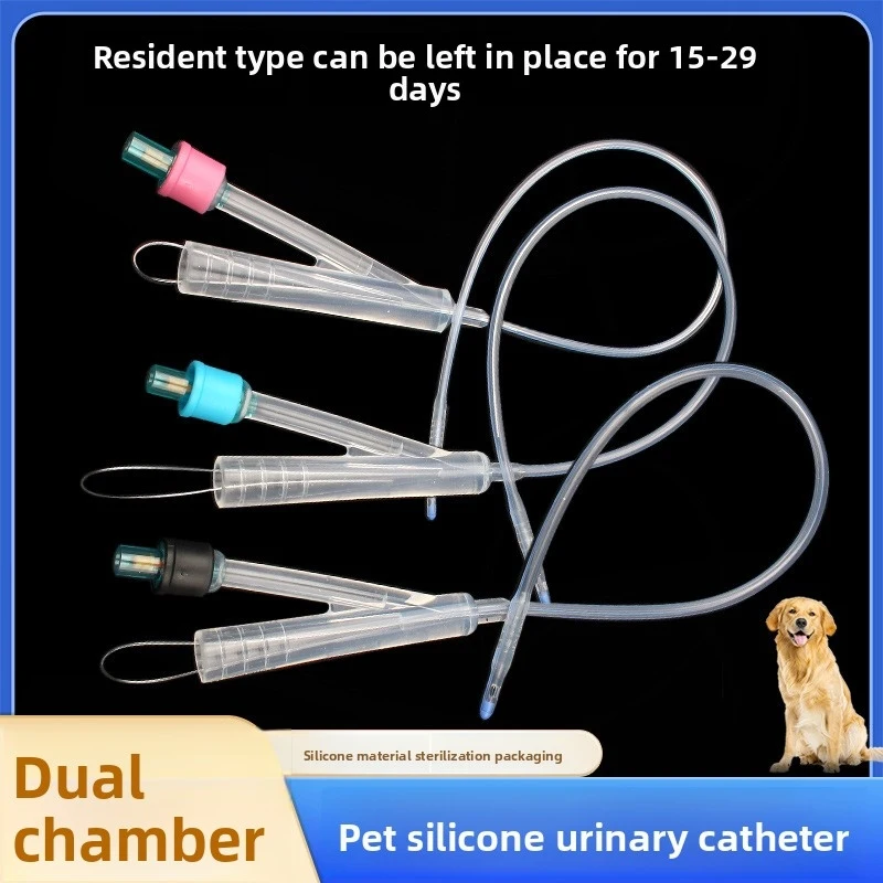 

Professional Veterinary Indwelling Urinary Catheter for Dogs - Silicone Foley Catheter with Radiopaque Balloon & Bag