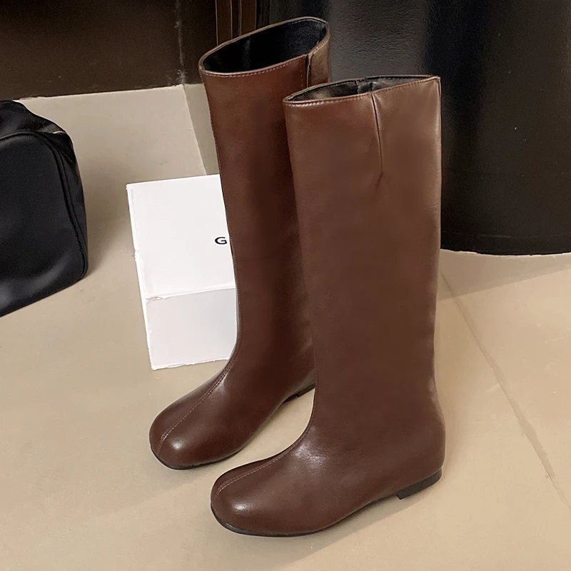 

Flats Women's High Boots Fashion Casual Shoes Designer Dress Woman Winter Boots 2025 New Goth Knee High Chelsea Botas Female