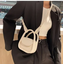 Fashion Solid Color Mini Shoulder Bags Black Brown Pu Leather Cross Body Bags Women Handbags Earphone Lipstick Small Storage Bag