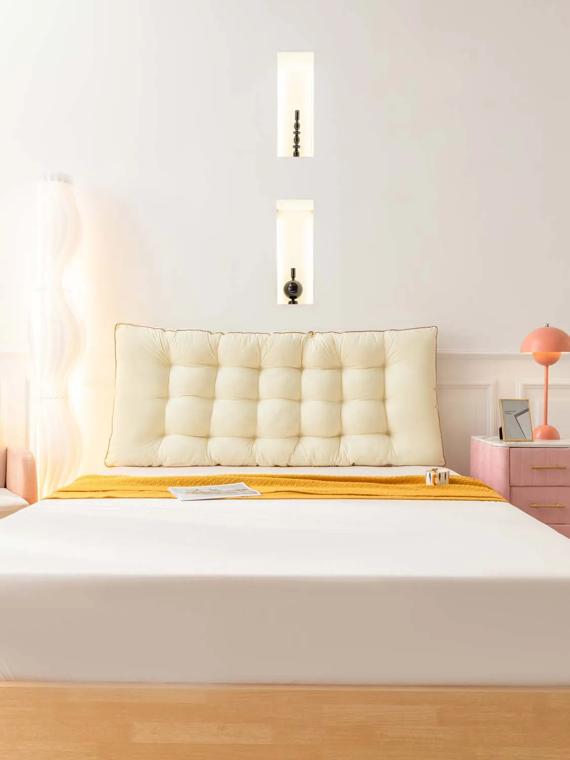

1pc Large Support Triangular Headboard Wedge, Soft Satin Fabric, Backrest Headboard Cushion Pillow Tatami Floating Window Pillow