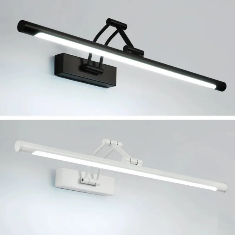 

Modern LED Bathroom Vanity Light Adjustable Angle Black/White Wall Lamp Linear Mirror Light for Bedroom Makeup Lighting Fixture