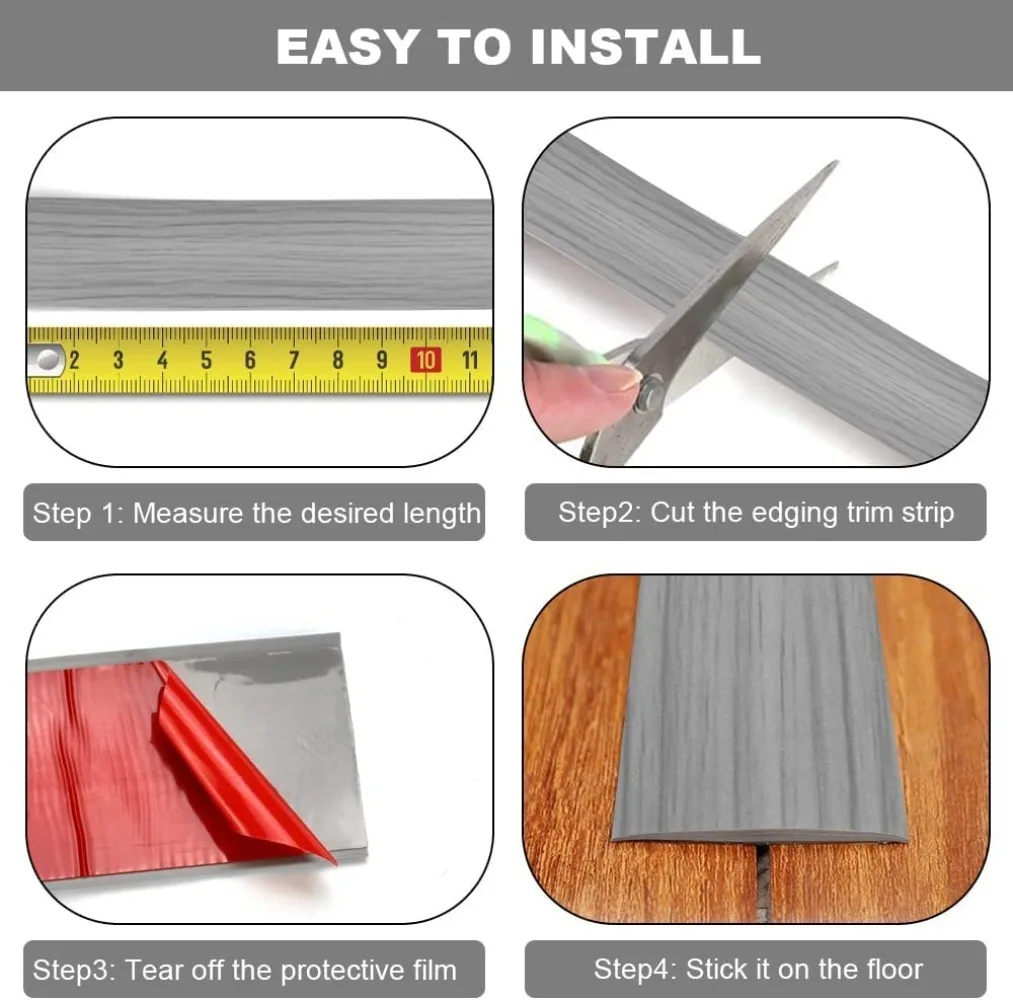 1PC 1M Wooden Floor Transition Strip Edge Banding Floor Joints PVC Abrasion Resistant Universal Edge Banding Threshold Strip