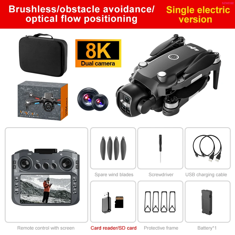 2025 New V156 Max RC Drone Professional 8K Camera with 5G WiFi UAV Screen Remote Control Brushless Obstacle Avoidance Quadcopter