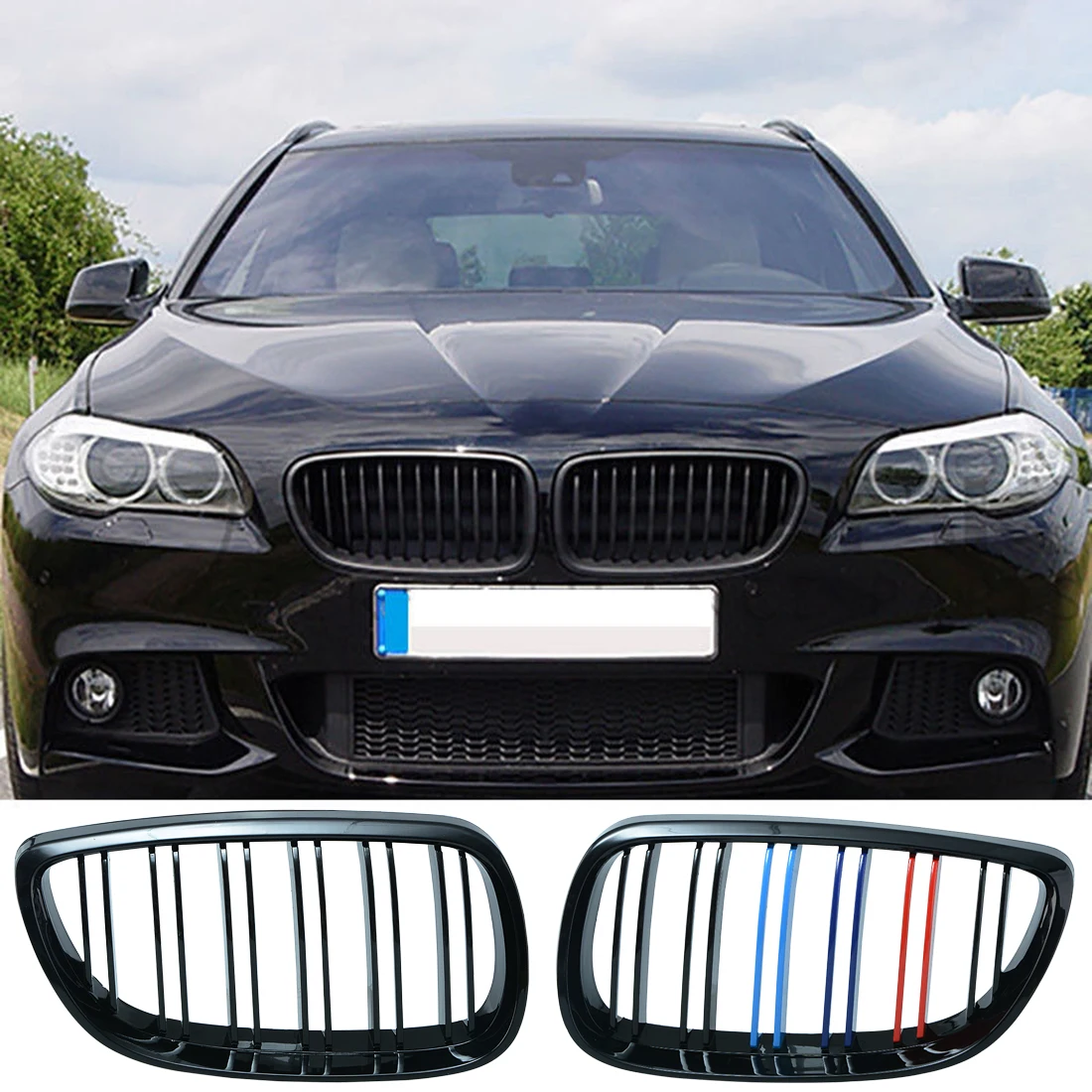 

2Pcs Gloss Black Car Wide Kidney Racing Grill Car-styling 8P Grille For BMW 3 Series E92 E93 2006-2009 2 Doors Accessories