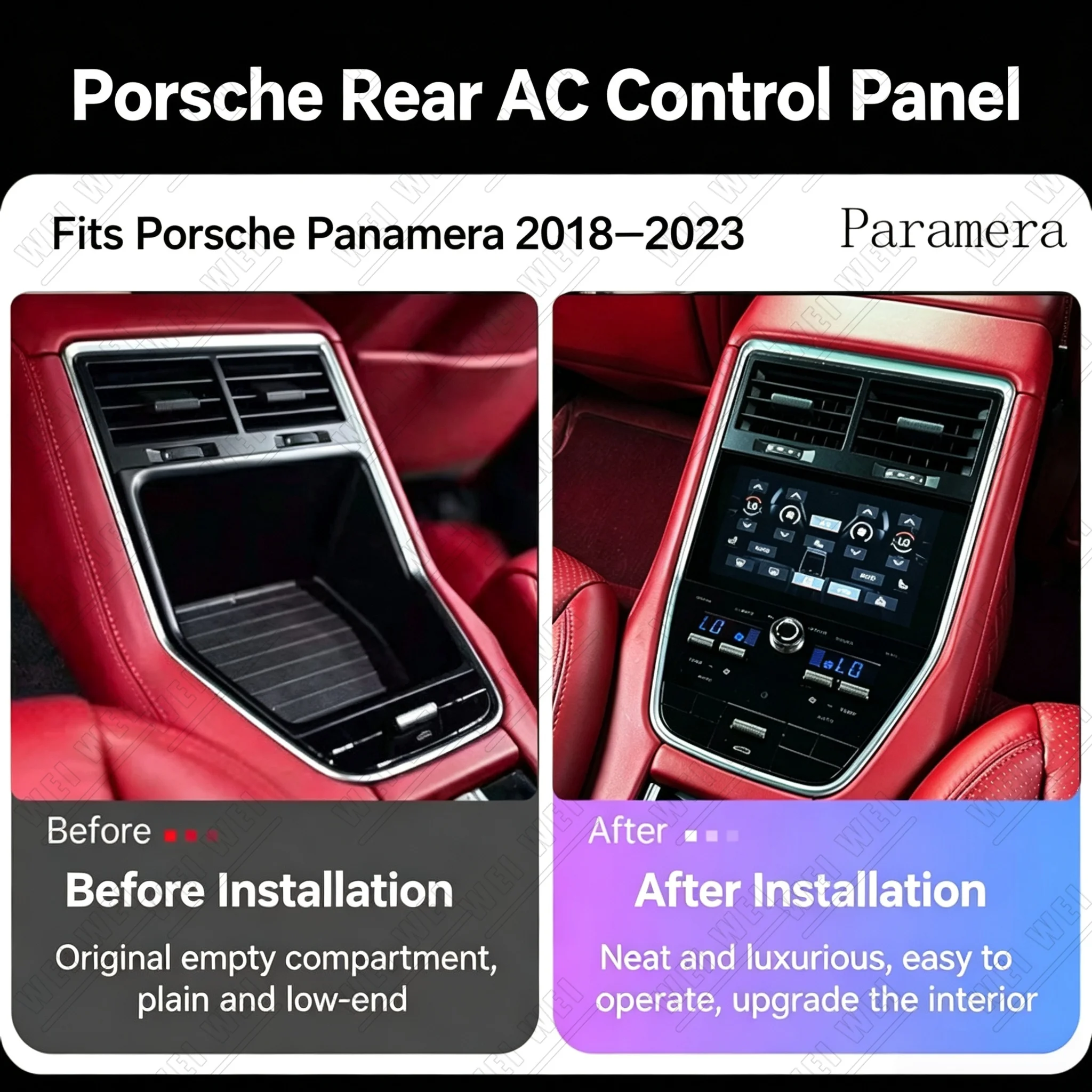 Rear Seat Climate Control Touch Screen Panel For Porsche Panamera 2017-2023 Rear Console AC Air Conditioning Control Upgrade Kit