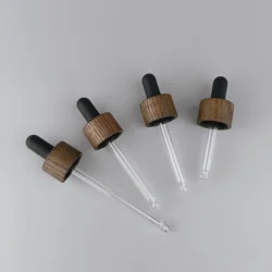 10Pcs Natural Bamboo Wood Dropper Cap 18mm 20mm Neck Size Essential Oil Bottle Caps 410 Wooden Lid with 5-100ml Glass Pipette