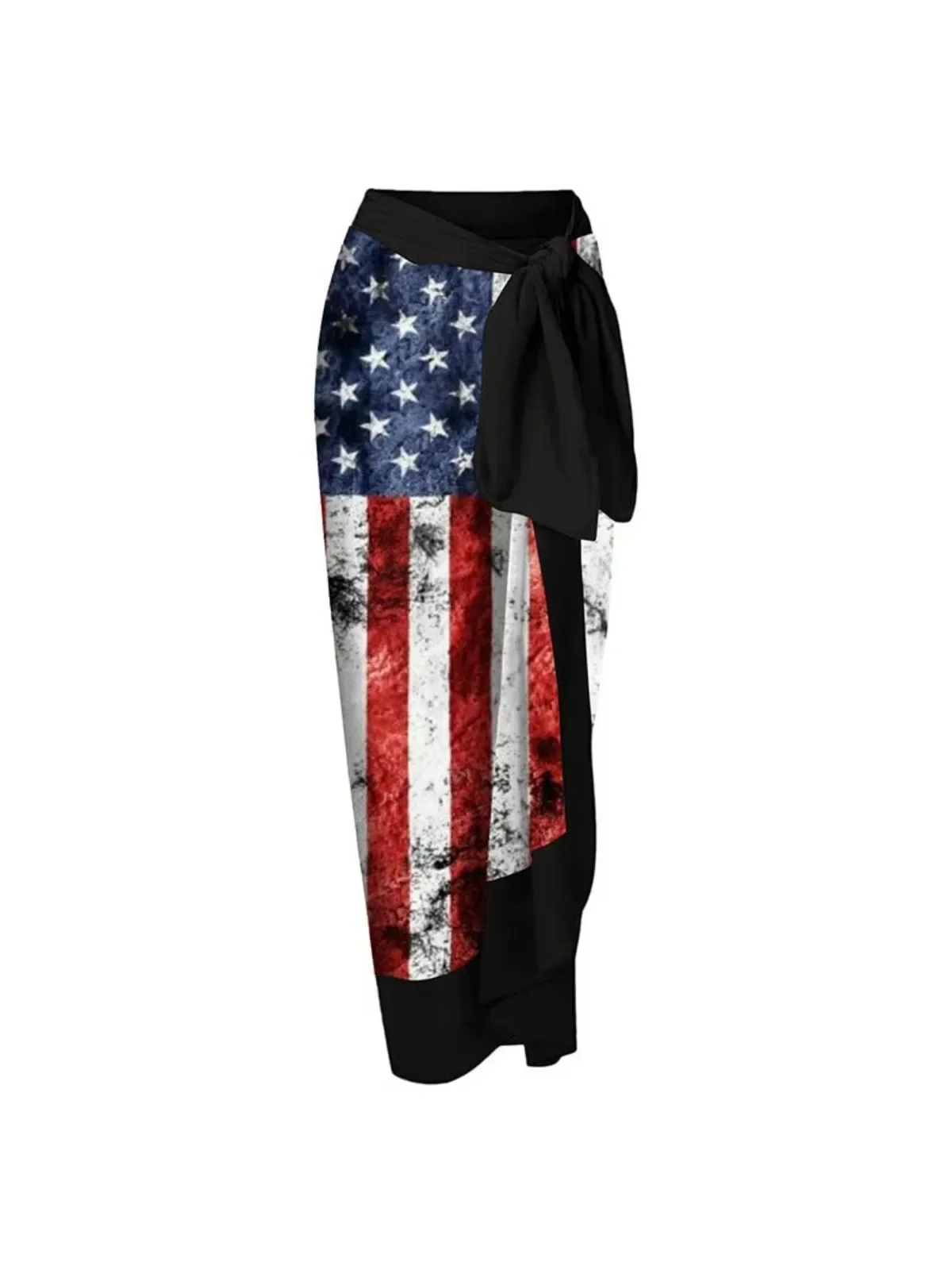 American Flag Printed Swimsuit Women 2025 High Waist Skirt Bikini Two Piece Slim Monokini Suspender Tie-up Bathing Suit Swimwear