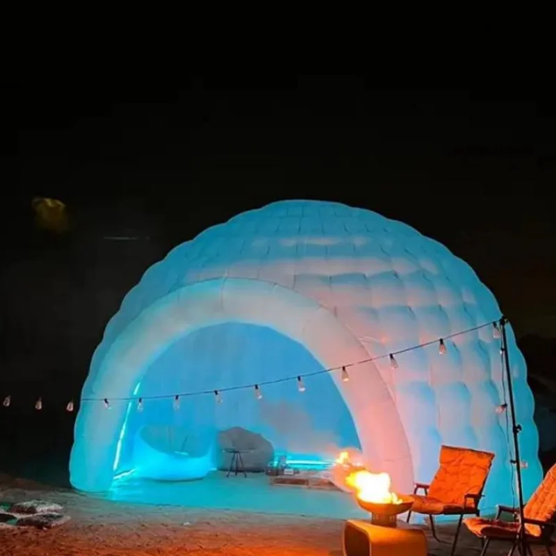 Tenda igloo gonfiabile per eventi con copertura da palco gonfiabile di colore bianco per esterni, tenda da campeggio gonfiabile