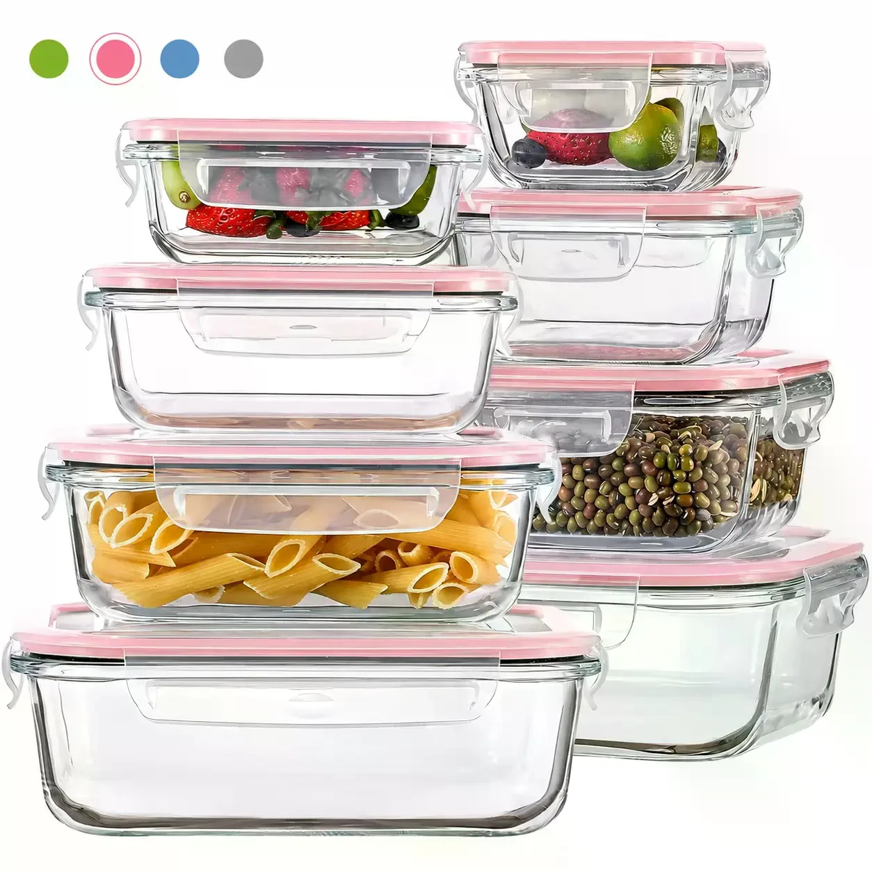 AISOON 12/8 Pack Stackable Borosilicate Glass Food Sealing Containers Set - BPA-Free, Airtight, Leak-Proof, Oven-Safe Meal Prep Containers with Transparent Sealed Lids for Kitchen Organization, Glass Jar Food Storage, Meal Prep Ideas
