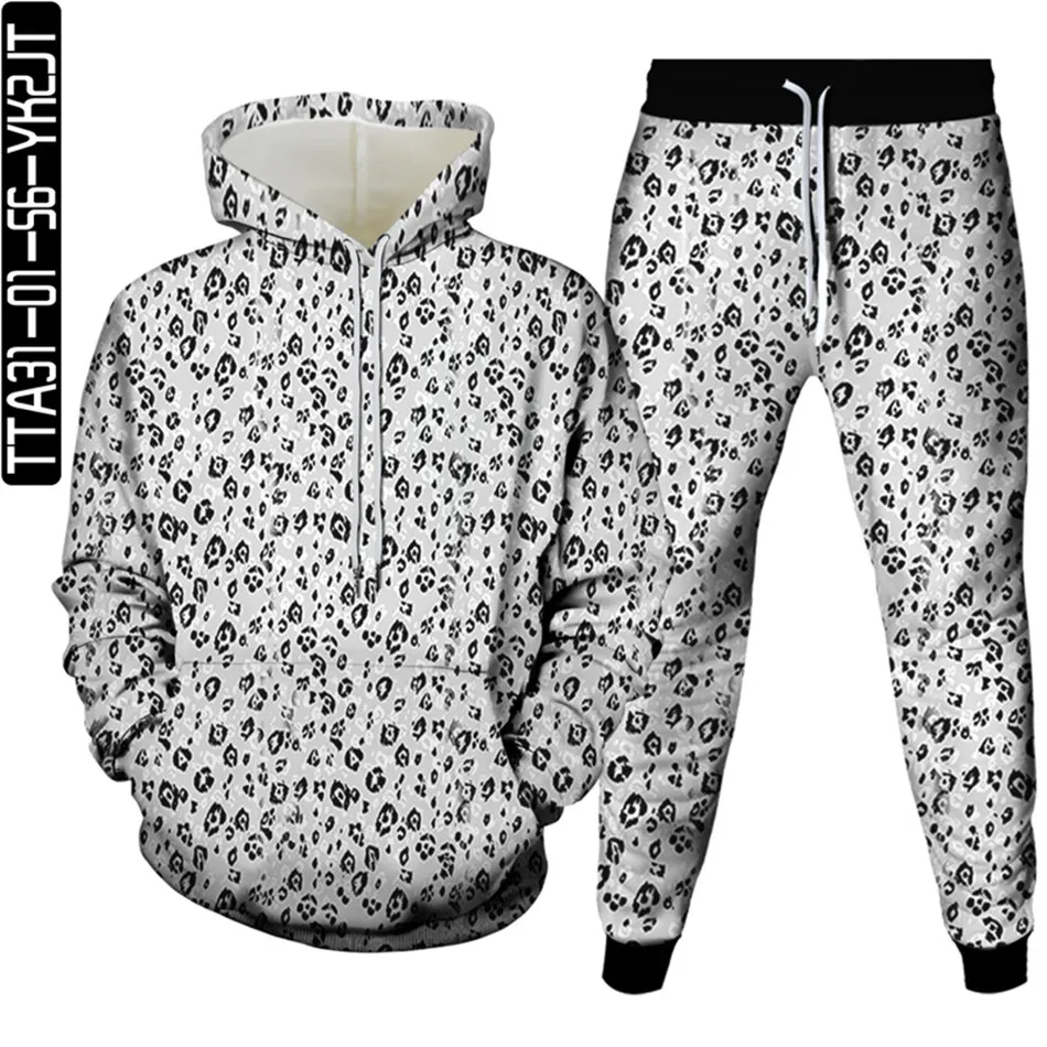 

Women Plus Size S-6XL Casual Tracksuit Clothing Leopard Paisley 3D Printing 2Pcs Suit Fall Spring Men Hoodies+Sweatpants Outfits