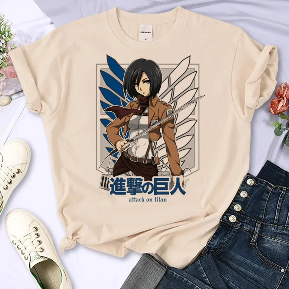 Attack on Titan t-shirts women anime top girl Japanese streetwear clothing