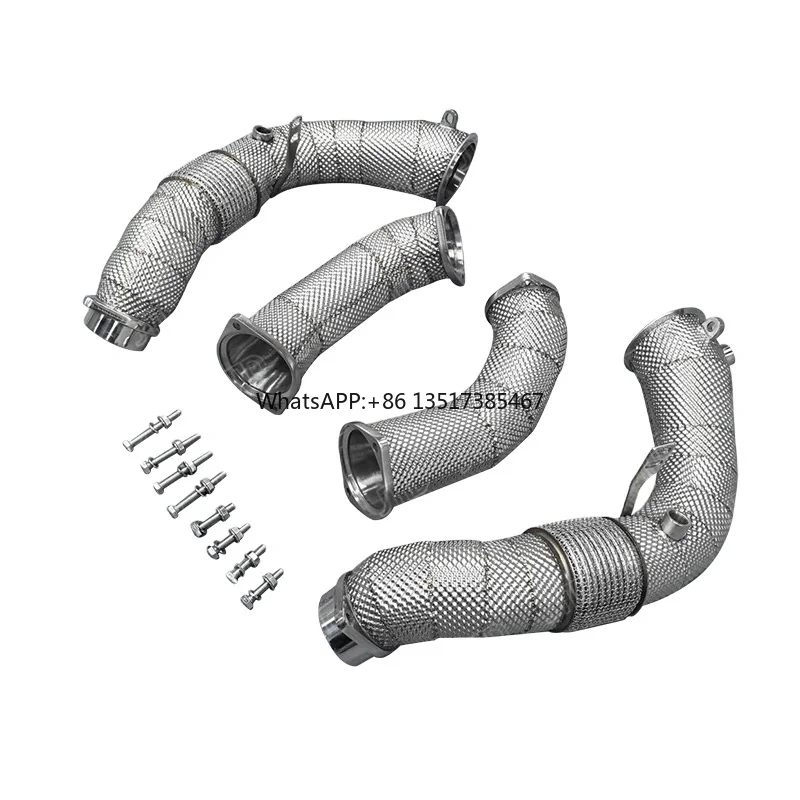 

JTLD 304SS Выхлопная водосточная труба для BMW M5 M8 F90 F92 F93 LCl Inc CS Late 2021 + Основная вторичная водосточная труба с теплозащитными трубами