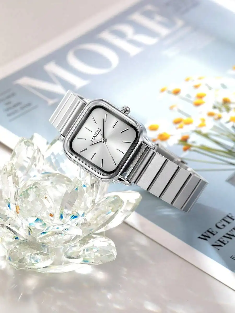 1pc Women's Minimalist Fashion Versatile Quartz Stainless Steel Band Watch, Suitable For Daily Decoration