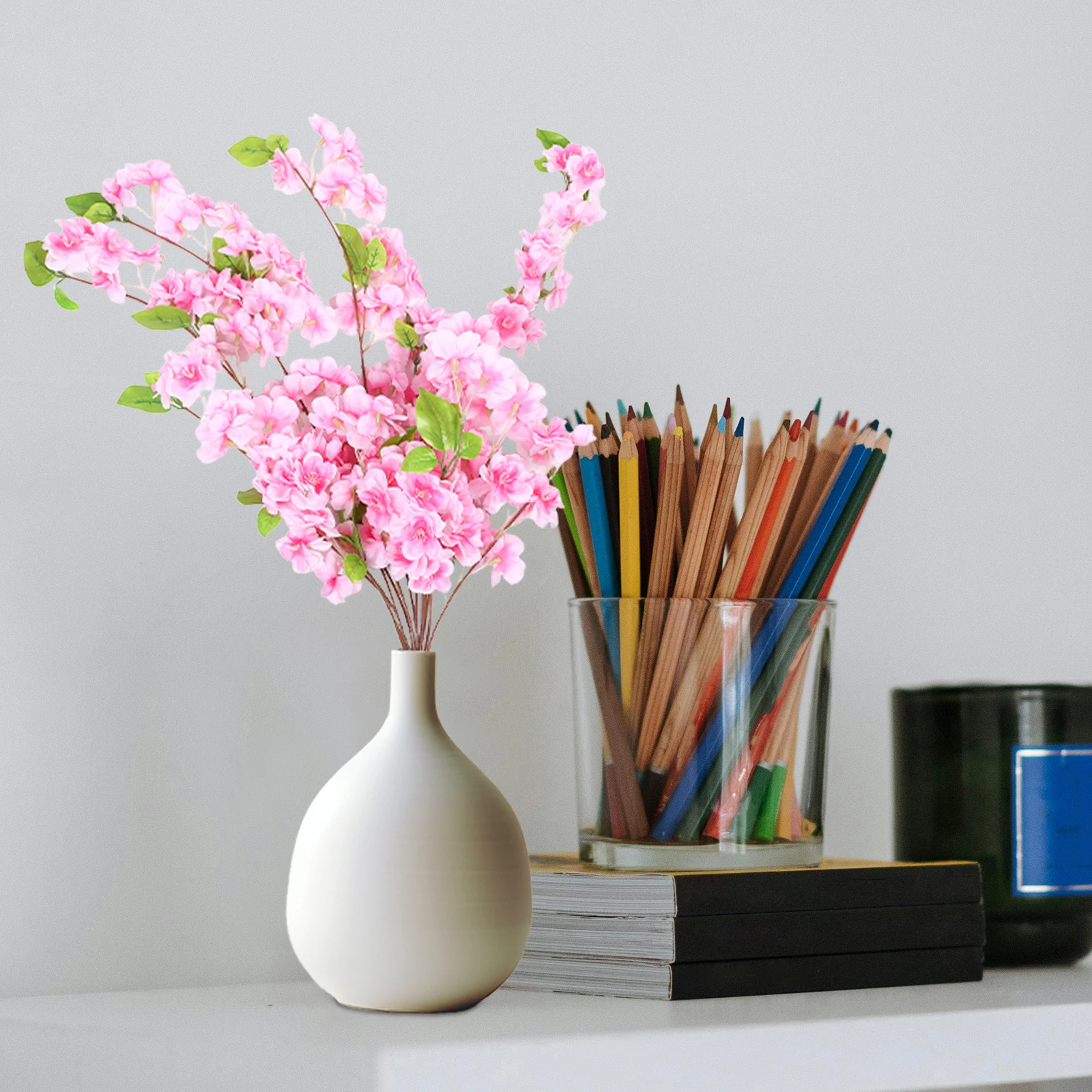 

Simulated Cherry Blossom Vine Artificial Flowers Wedding Arch Home Decor Plastic Flower Vines Lifelike Design Safe