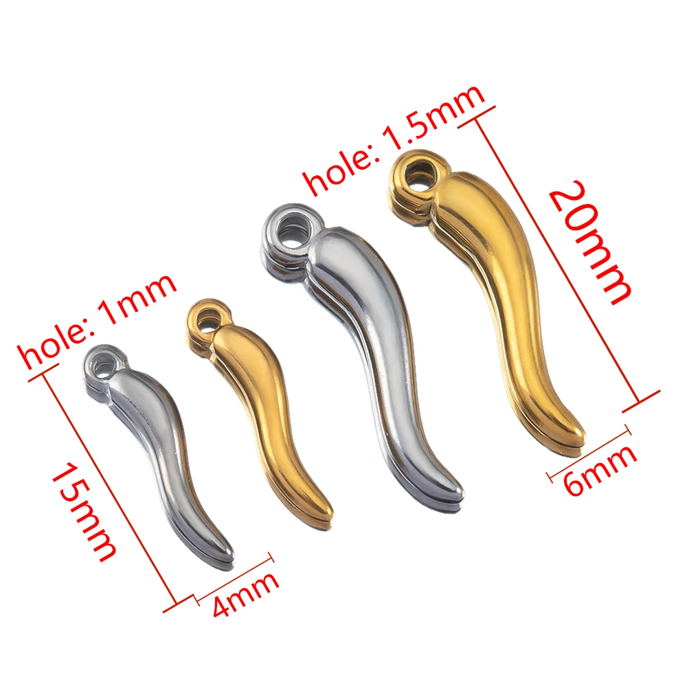 5 Stück Edelstahl Pfeffer Charms Simulierte Gemüse Ohrringe Anhänger für Halsketten DIY Schmuckherstellung Zubehör 15mm 20mm – Detail 6