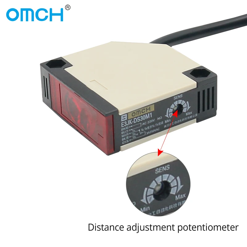 OMCH Diffuse Reflection E3JK Inductive Photoelectric Switch E3JK-DS30M1 AC DC Detection Distance 30cm