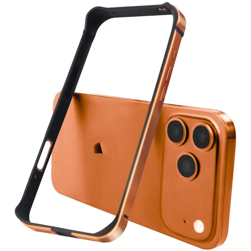 Aluminiumrahmen Metallstoßstange Hartschale für IPhone 17 Air 16 15 14 13 12 Pro Max Plus 17Pro 17Air 16Pro ProMax Orange Handyhülle