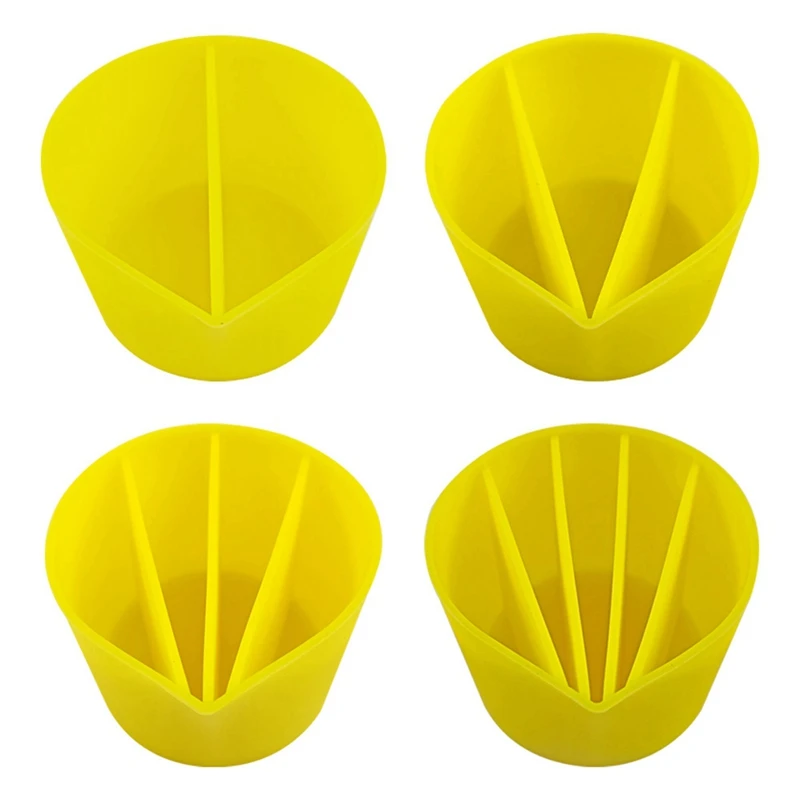 4Pc Silicone Measuring Cups For Paints Pouring Acrylic Paint Pour Cup 2/3/4/5 Channels Dividers DIY Epoxy Resin Tools Yellow