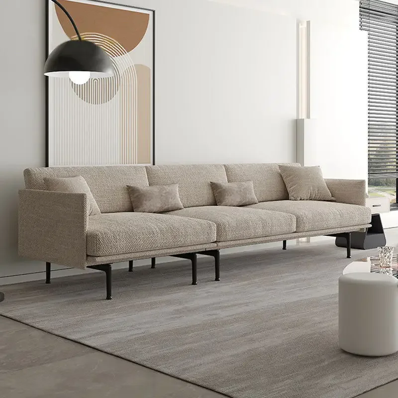 Italian minimalist cotton and linen fabric sofa modern simple small apartment living room wabi sabi cream style high-footed