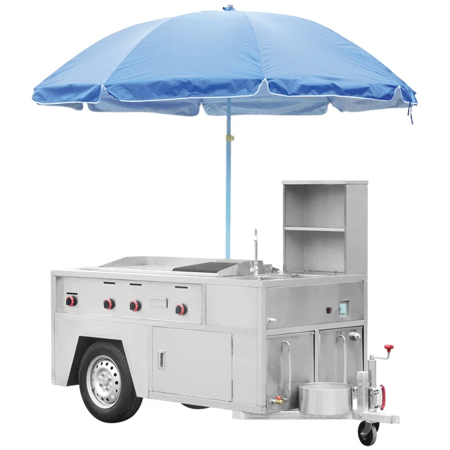 

Stainless steel push food cart Street food truck/push street hot dog cart