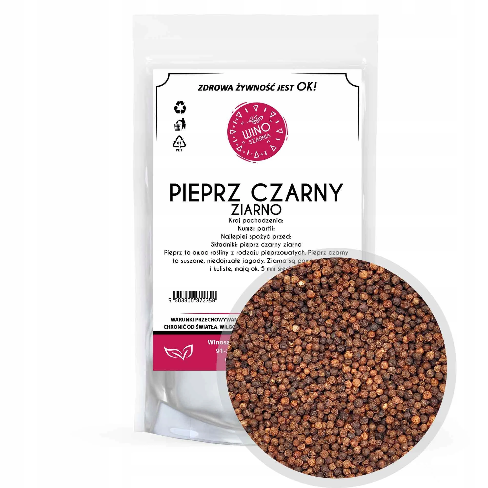 Zwarte peperkorrels - 500g korrels