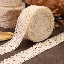 3/5/10M Cotton Lace Trim Vintage Lace Ribbon Crochet Cotton Lace Scalloped Edge White Beige Lace For Sewing Craft Wedding Decor