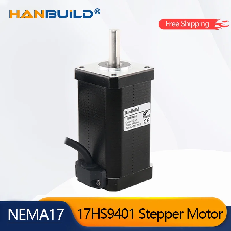Motor Deslizante Nema17 80 mm 2.8a 90n. cm 17hs9401 Fios 18 Graus Híbrido Fresadora Cnc Parte