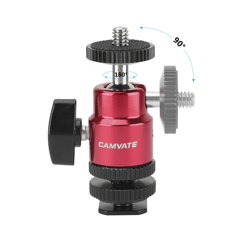 Głowica Mini piłka HDRIG z Adapter do montażu 360 ° (2-pak) do monitora/mikrofonu/ramka do kamery DSLR lampa wideo