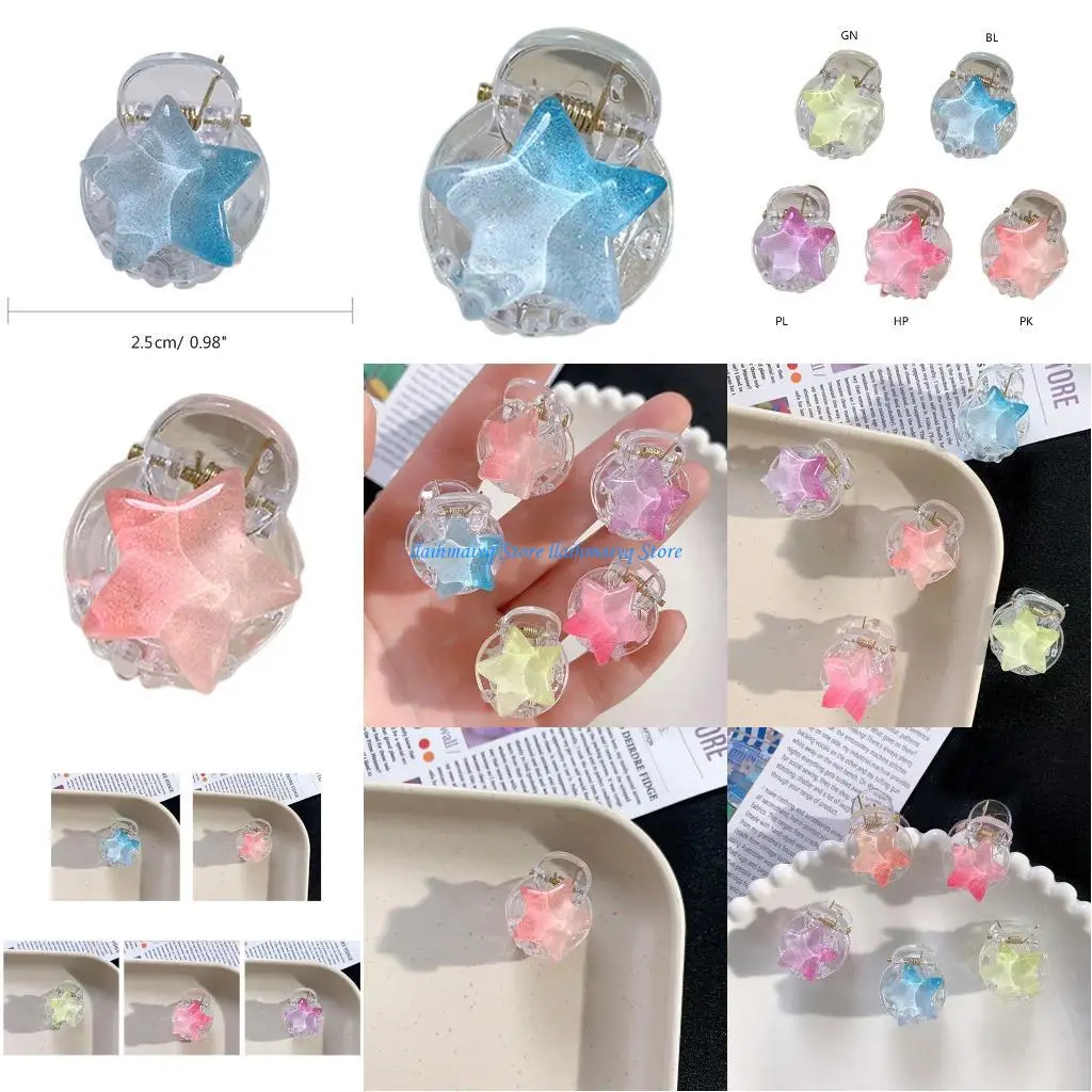 573B Small Star Hair Clip y2k Star Bangs Clip kid Small Star Hair Claw Star Barrettes