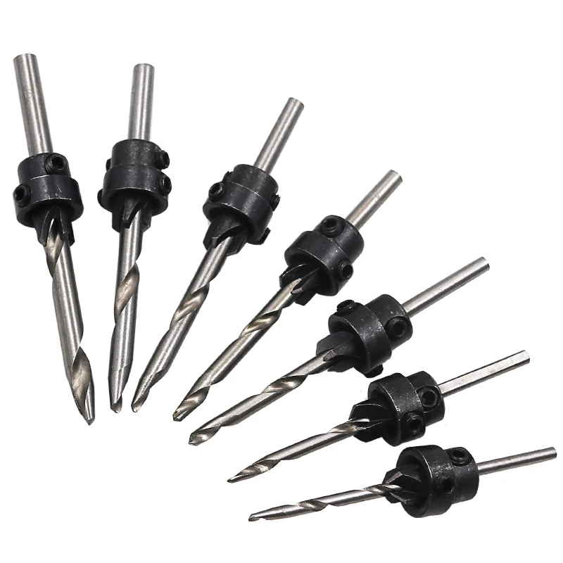 

7pcs Woodworking Drill 1/8" 9/64" 5/32" 11/64" 3/16" 13/64" 7/32" Countersink Drill Set