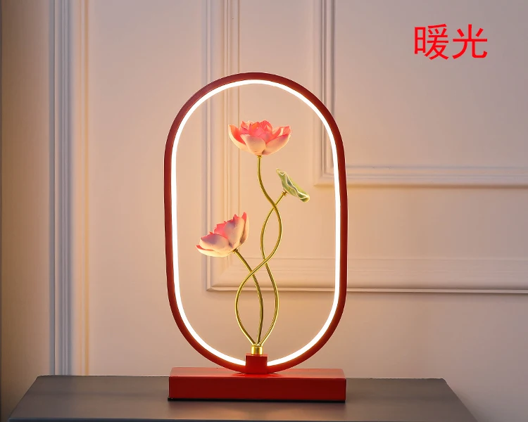 New Chinese Living Room Study Decoration Table Lamps Creative Simple Bedroom Led Table Light Fixtures Retro Lotus Bedside Lamp