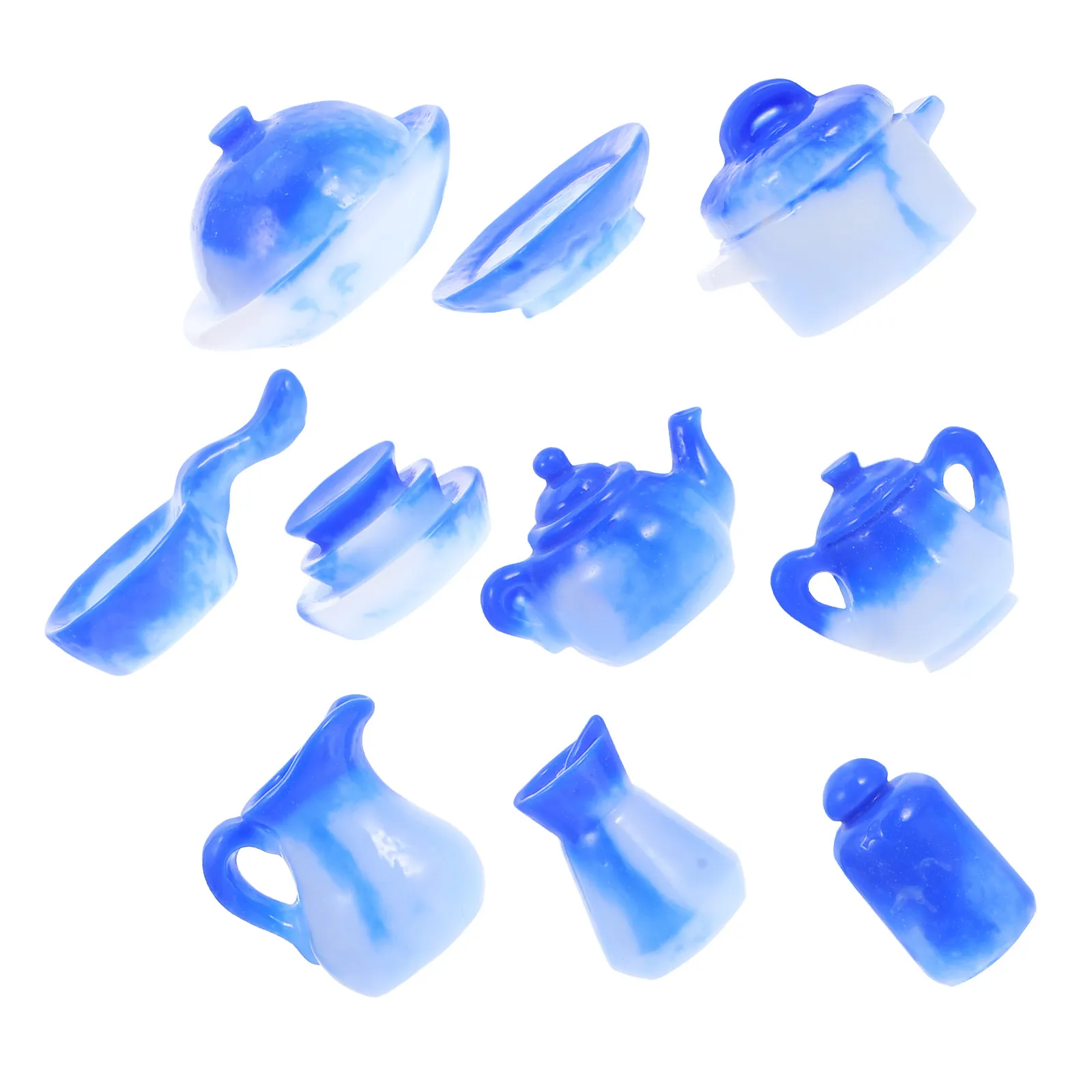 

Набор из 10 реалистичных миниатюрных тарелок из сине-белого фарфора для кукольного домика, кухонной диорамы, декора для дома и офиса, уникальный предмет интерьера